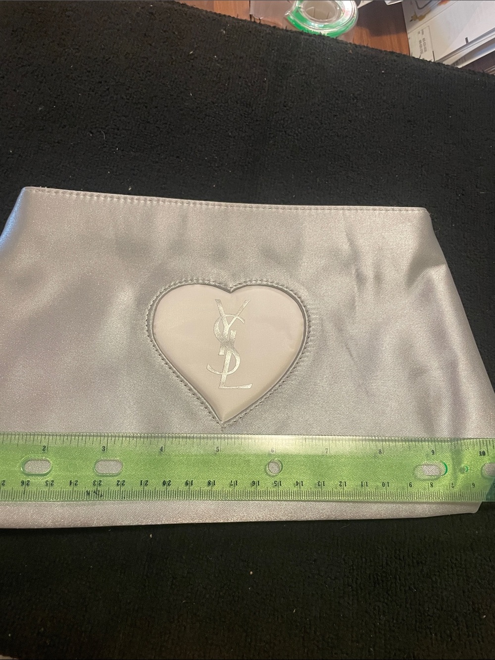 Yves Saint Laurent Silver Heart Logo Makeup Pouch - Picture 4 of 6